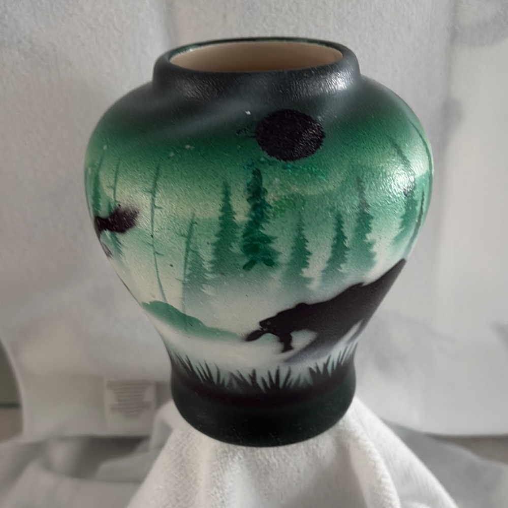 Green Forest Silhouette Vase
